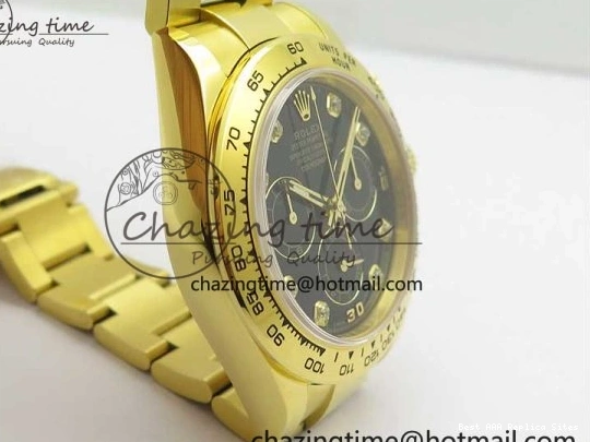 AAA Replica Watches and Daytona Noob YG Bracelet BestValue 904L SA Black Crystal Case Dial YG Best 1:1 2630 116508 Edition 0109